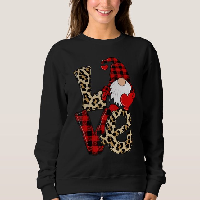Moletom Cute Gnomes Valentines Love Leopard Plaid Couple M (Frente)