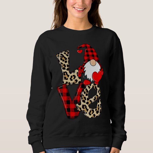 Moletom Cute Gnomes Valentines Love Leopard Plaid Couple M (Frente)