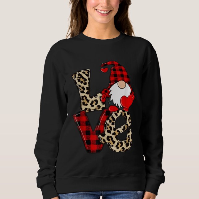 Moletom Cute Gnomes Valentines Love Leopard Plaid Couple M (Frente)