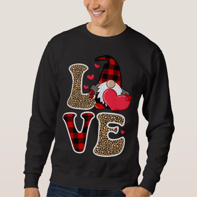 Moletom Cute Gnomes Valentines Love Leopard Plaid Couple M (Frente)