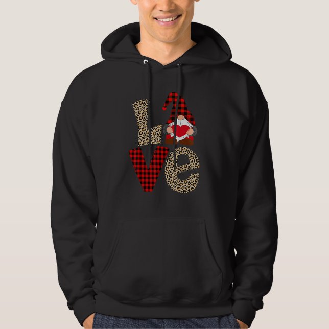 Moletom Cute Gnomes Valentines Love Leopard Plaid Couple M (Frente)