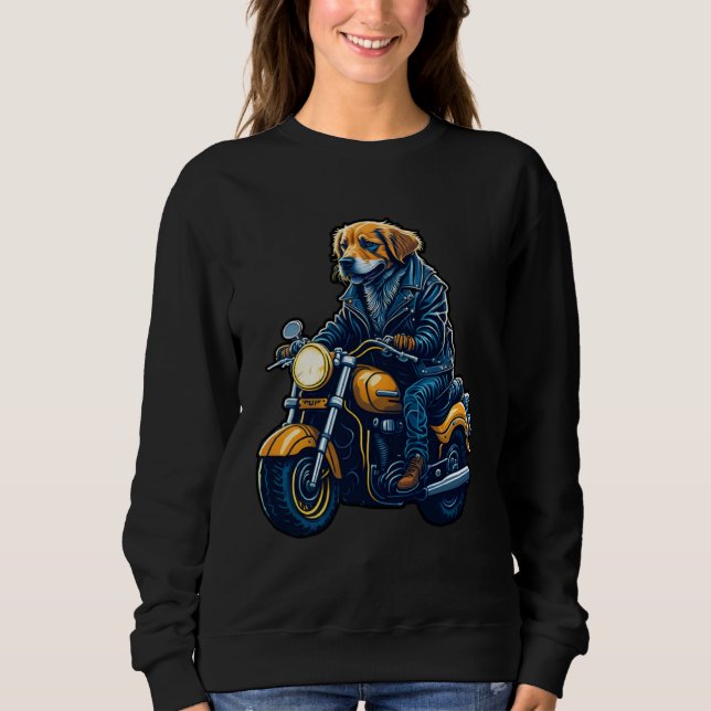 Moletom Cute golden retriever drives motorcycle at Christm (Frente)