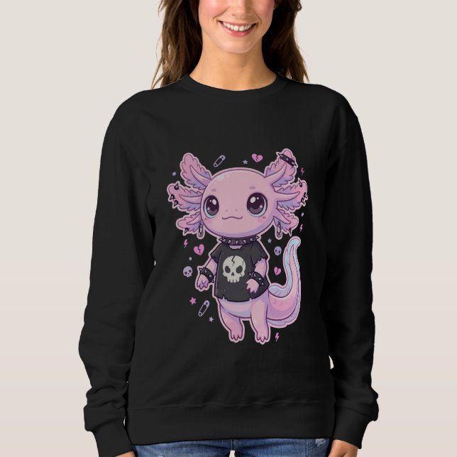 Moletom Cute Goth Axolotl Pastel Kawaii Emo Axolotl Punk W (Frente)