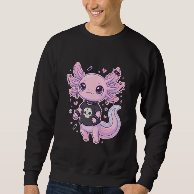 Moletom Cute Goth Axolotl Pastel Kawaii Emo Axolotl Punk W (Frente)