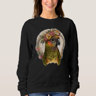 Moletom Cute Green Cheek Conure Parrot Bird Flower Crown P