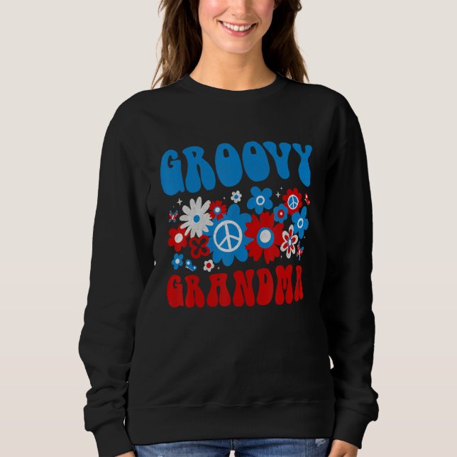 Moletom Cute Groovy GrandMa American 4th of July Matching  (Frente)