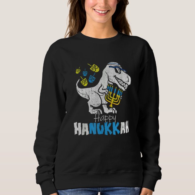 Moletom Cute Hanukkah Rex Dinosaur Menorasaurus Chanukah B (Frente)