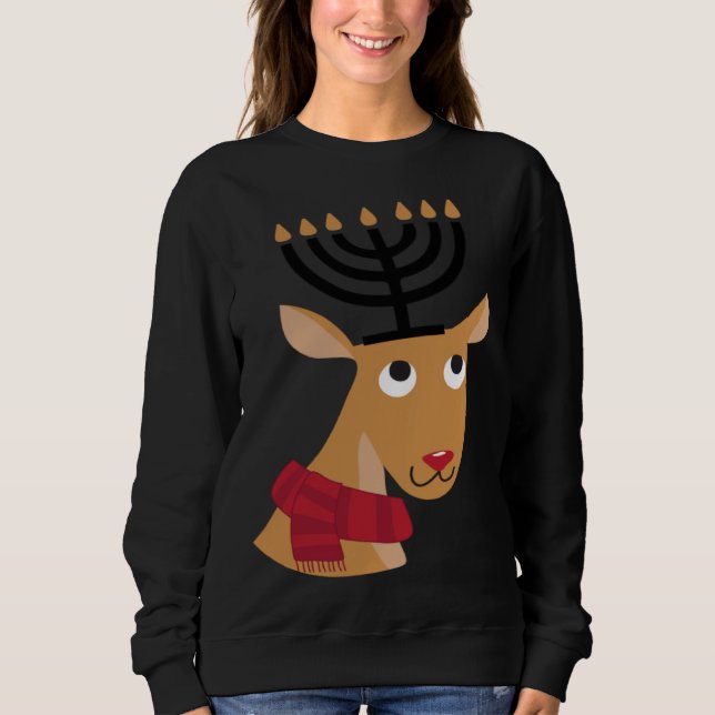 Moletom Cute Hanukkah  Winter Holidays jewish Animal Deer (Frente)