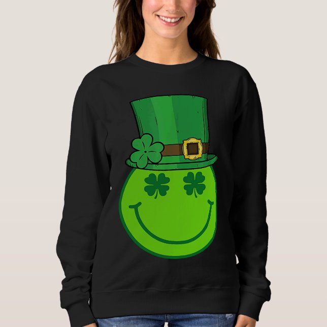 Moletom Cute Happy Face Leprechaun  St Patricks Day Irish  (Frente)