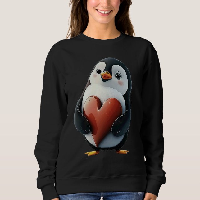 Moletom Cute Heart Penguin Animal Valentines Day Valentine (Frente)