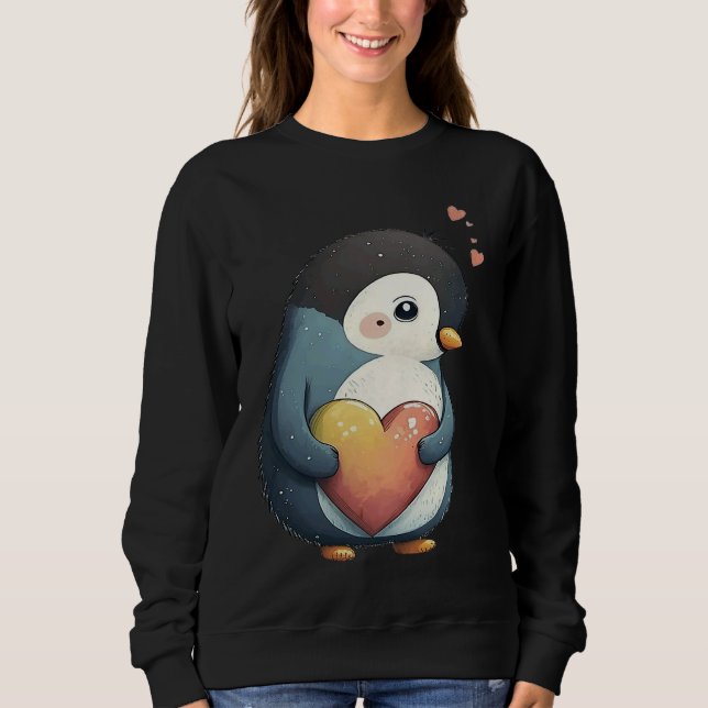 Moletom Cute Heart Penguin Animal Valentines Day Valentine (Frente)