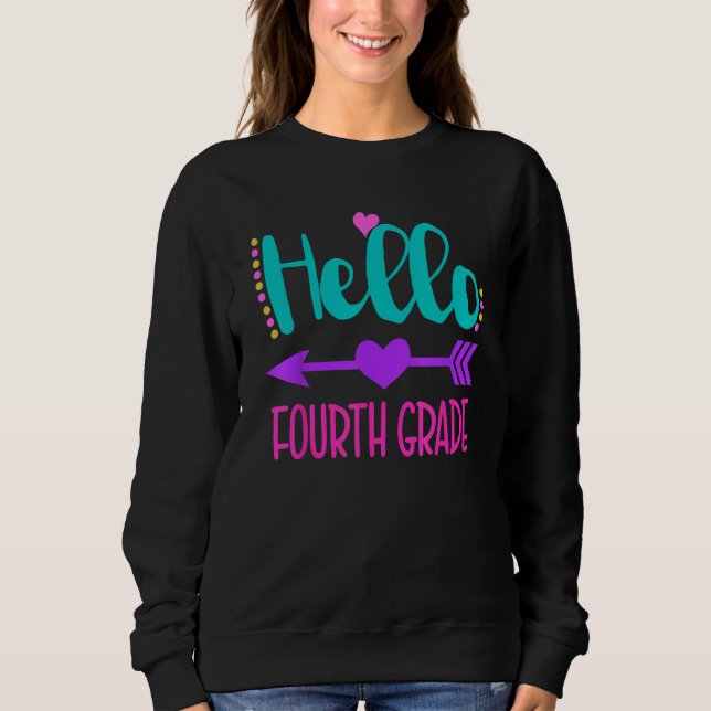 Moletom Cute Hello Fourth Grade 4th Grade Back To School G (Frente)