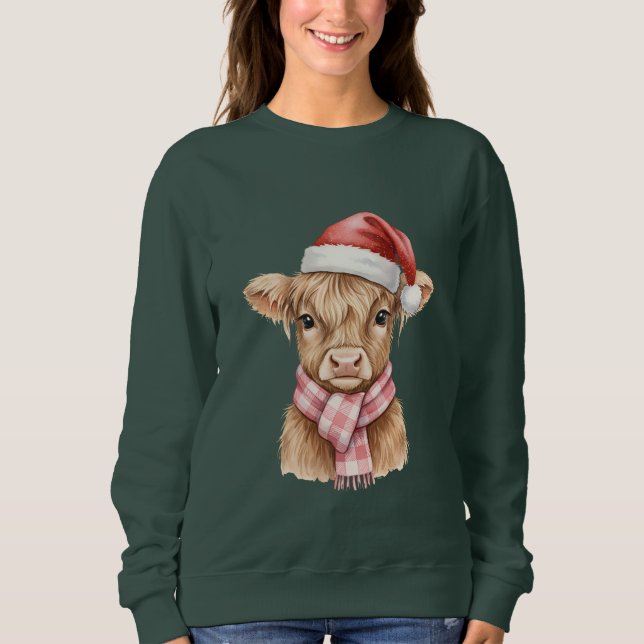 Moletom Cute Highland Cow Christmas (Frente)