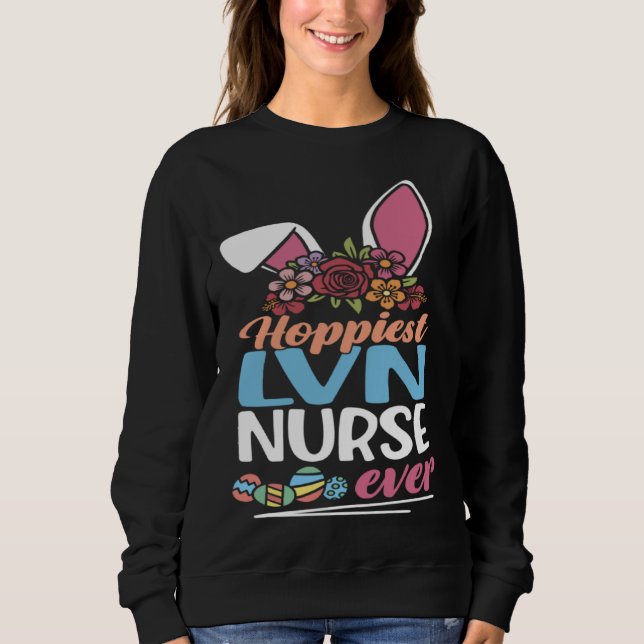 Moletom Cute Hoppiest LVN Nurse Ever Bunny Ear Red Plaid E (Frente)