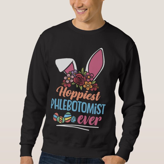 Moletom Cute Hoppiest Phlebotomist Ever Bunny Ear Red Plai (Frente)