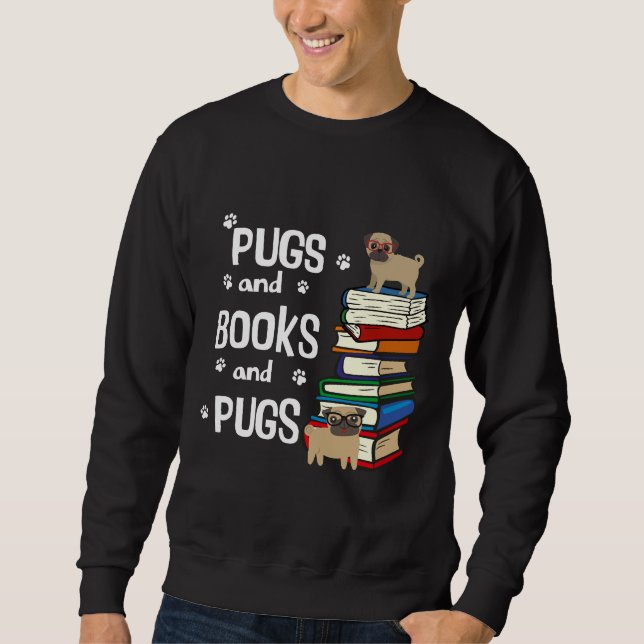 Moletom Cute I Love Pugs and Books Classic T-Shirt 554 (Frente)