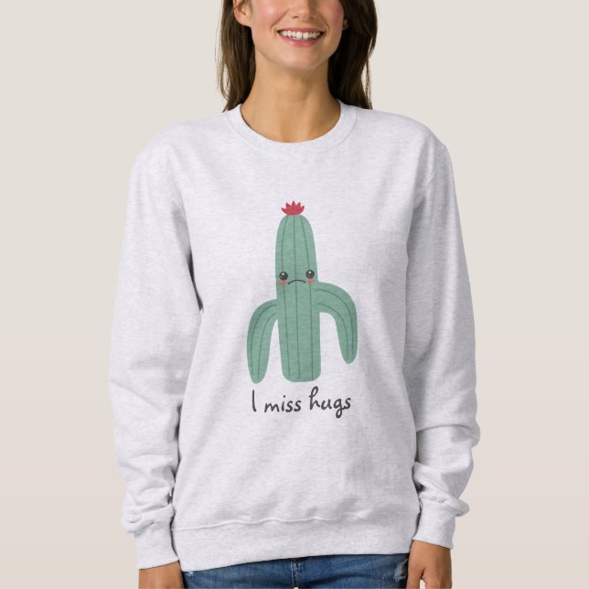 Moletom Cute Kawaii Cactus Misses Hugs (Frente)