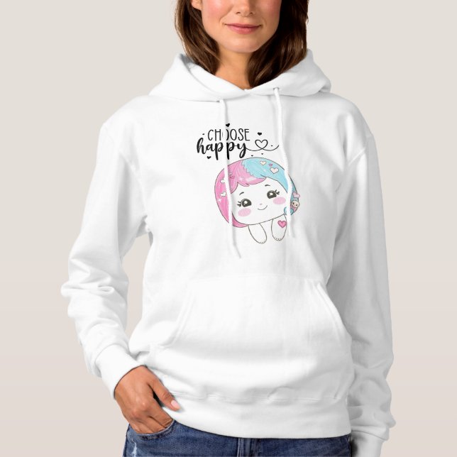 Moletom Cute Kawaii “Choose Happy”  – Adorable Posi (Frente)