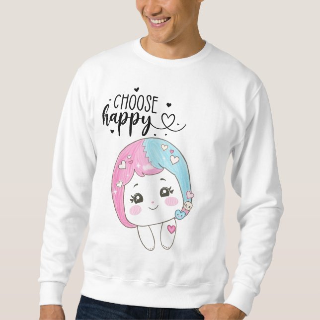 Moletom Cute Kawaii “Choose Happy”  – Adorable Posi (Frente)