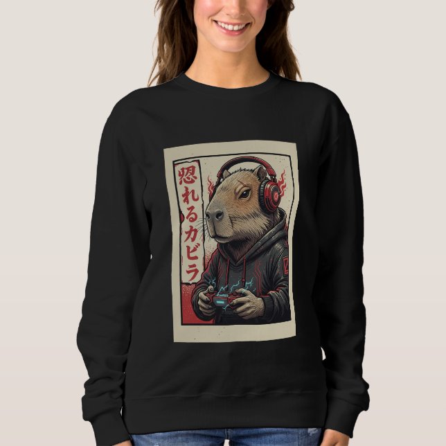 Moletom Cute Kawaii Gamer Capybara Funny Ramen Retro Japan (Frente)