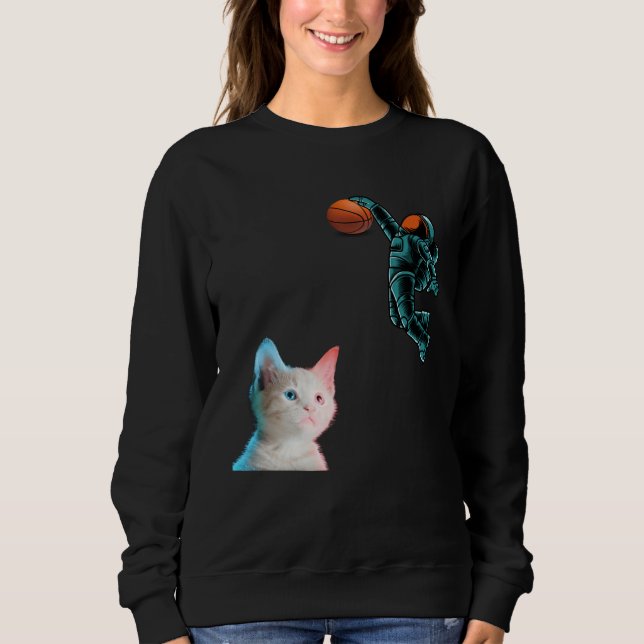 Moletom Cute Kitten Astronaut Playing Basketball For Cat (Frente)