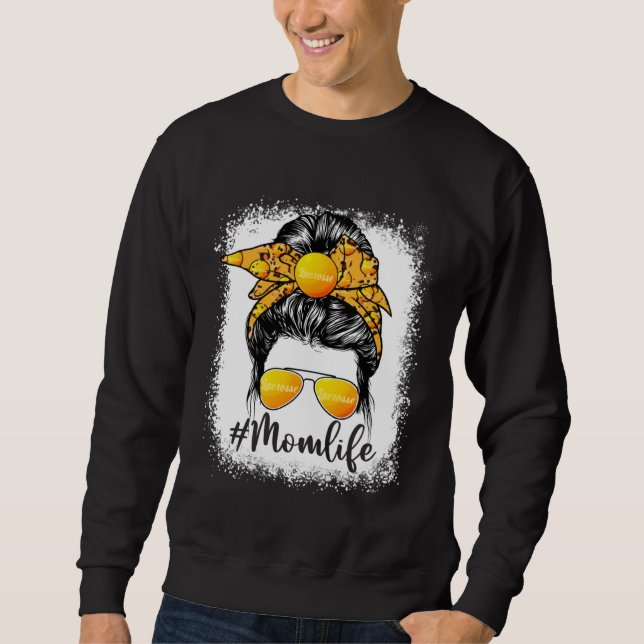 Moletom Cute Lacrosse Mom Life Messy Bun Game Day Mother s (Frente)