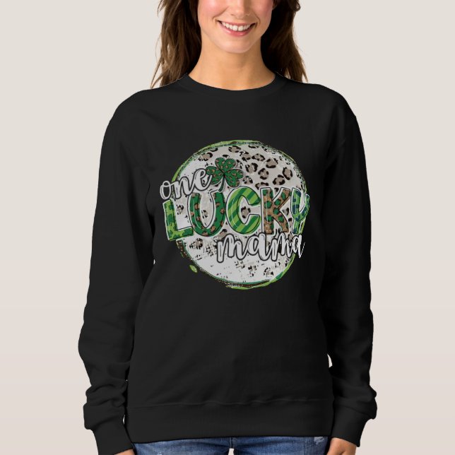 Moletom Cute Leopard Plaid St Patrick s Day One Lucky Mama (Frente)