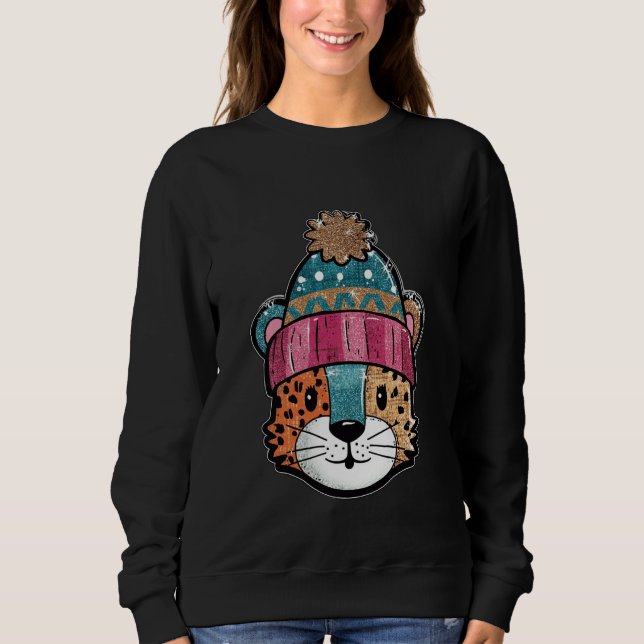 Moletom Cute Leopard Winter Hat Adorable Cartoon (Frente)