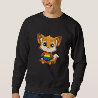 Moletom Cute LGBTQ Pride Rainbow Heart Fox Hugging LGBTQ H