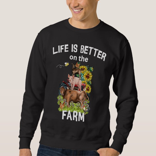 Moletom Cute Life Is Better On Farm Farmer Funny Farmer Li (Frente)
