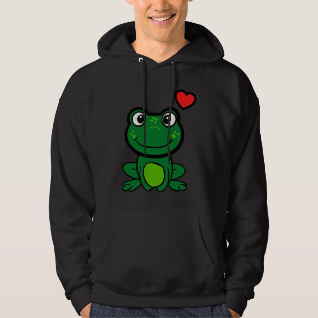 Moletom Cute little green frog with hearts (Frente)