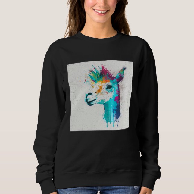 Moletom Cute Llama Paint Splatter Colorful Women Kids (Frente)