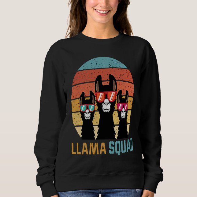 Moletom cute llama squad for llama and alpaca  retro (Frente)