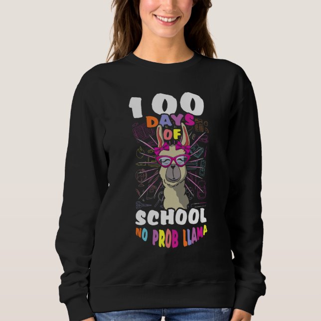 Moletom Cute Llama Student 100th Days No Problem 100 Days  (Frente)