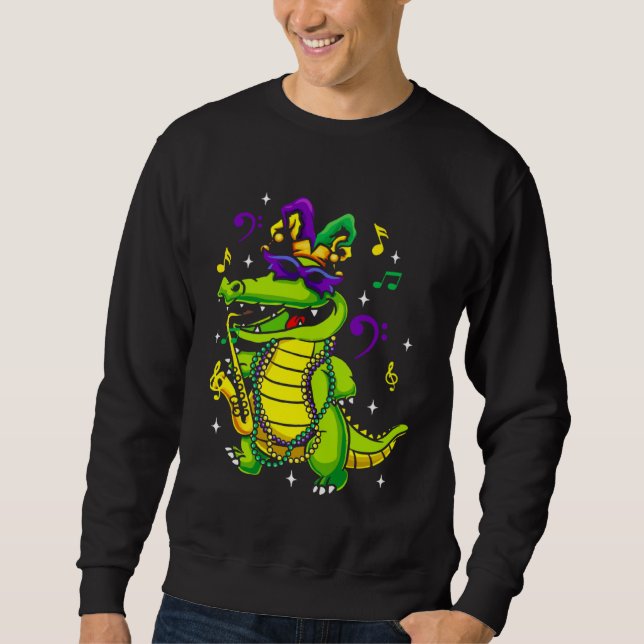 Moletom Cute Mardi Gras Alligator for Kids or Adults (Frente)