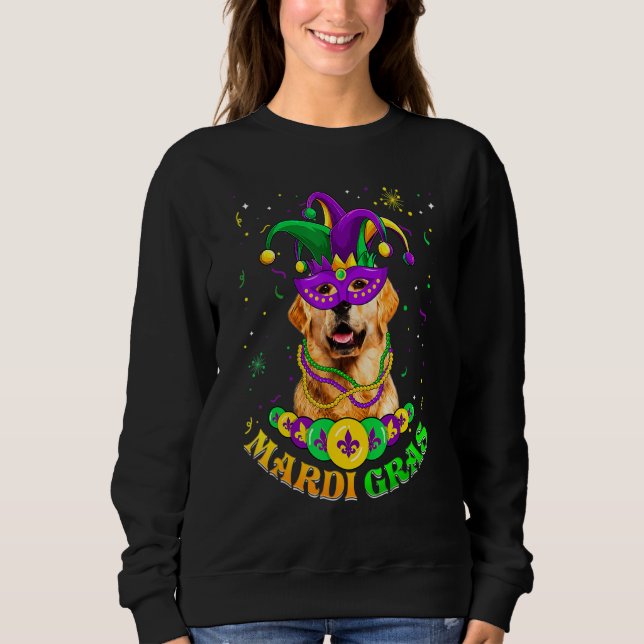 Moletom Cute Mardi Gras Golden Retriever Dog Dad Dog Mom M (Frente)