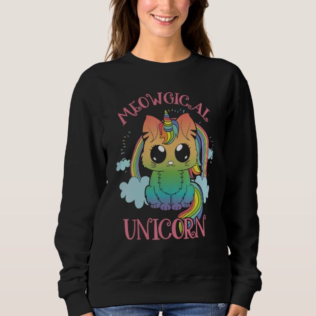 Moletom Cute Meowgical Unicorn Cat Magic Colourful Rainbow (Frente)