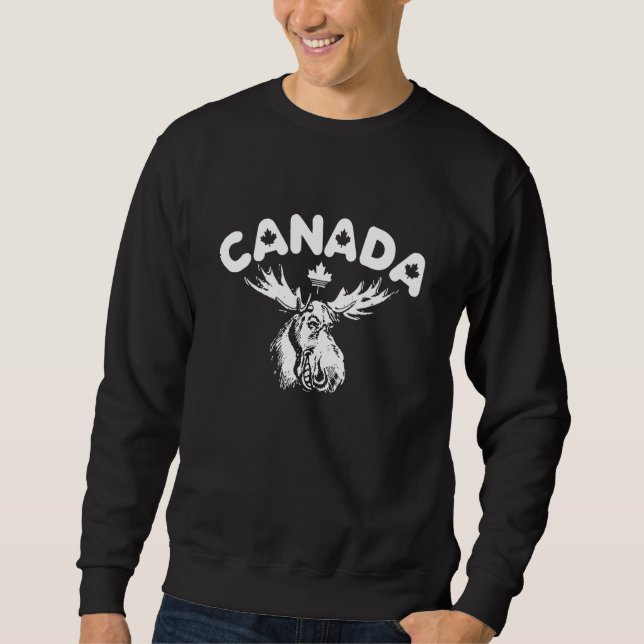 Moletom Cute Moose and Maple Leaf Canadian Flag Happy Cana (Frente)