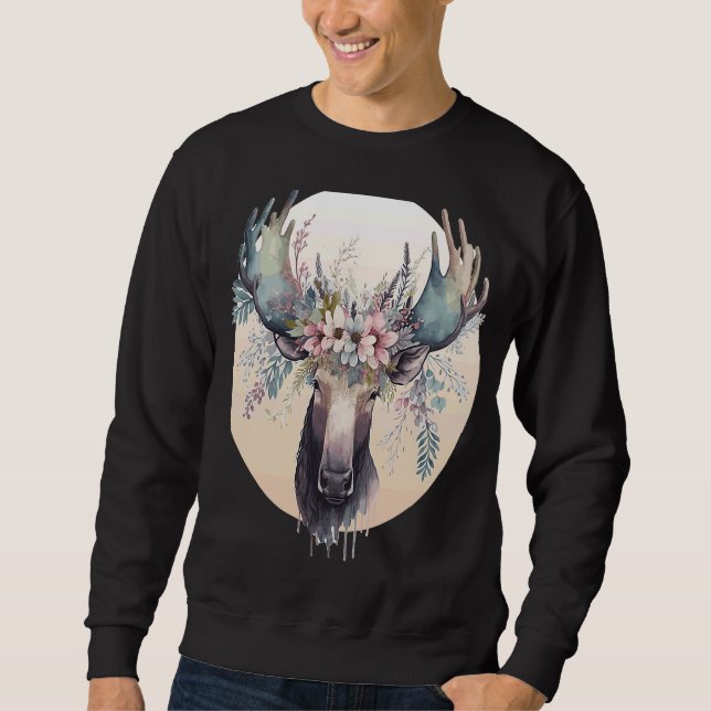Moletom Cute Moose Flower Crown Animal (Frente)