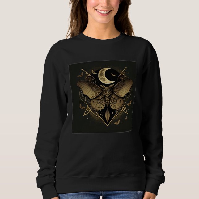 Moletom Cute Moth Butterfly Moon Illustration Flowers Wome (Frente)