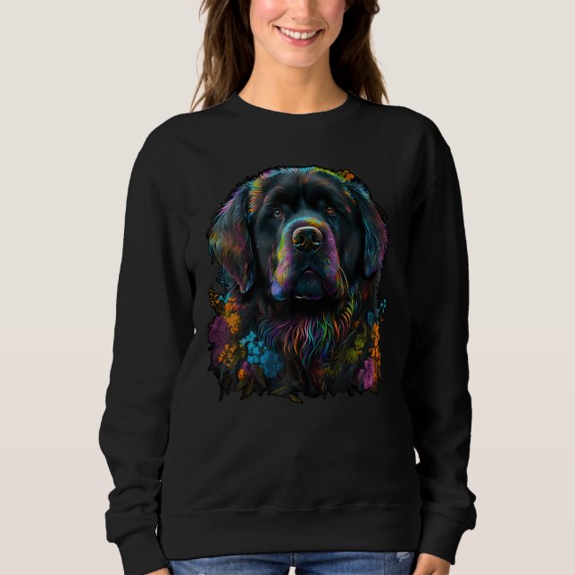 Moletom Cute Newfie Flower summer Floral Newfoundland Dog (Frente)