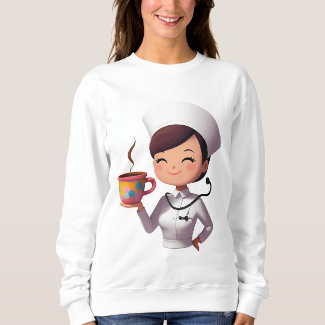 Moletom Cute Nurse Coffee Sweatshirt (Frente)