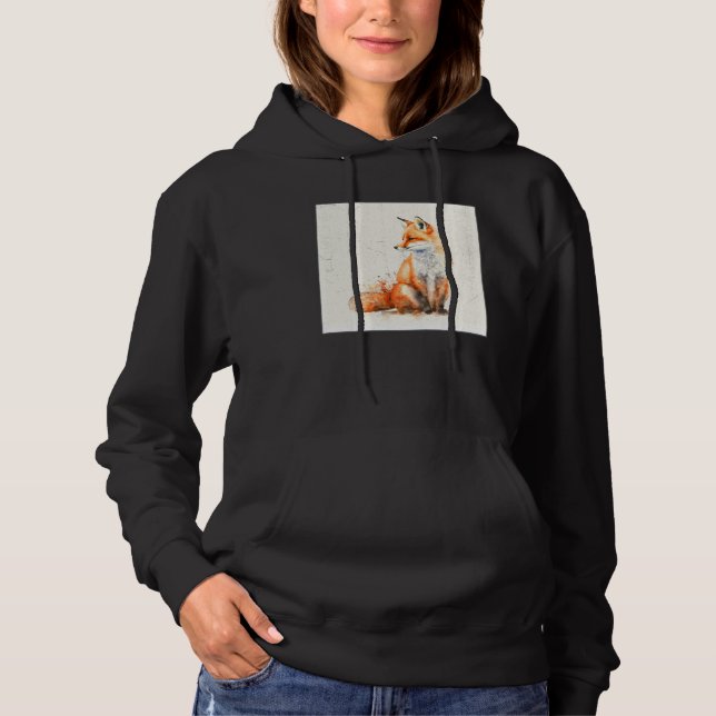 Moletom Cute Orange Fox Illustration Watercolor Women Men  (Frente)