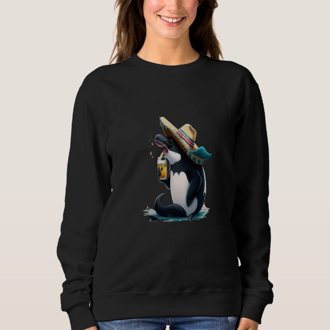 Moletom Cute Orca Animal Orca Drinking Beer (Frente)