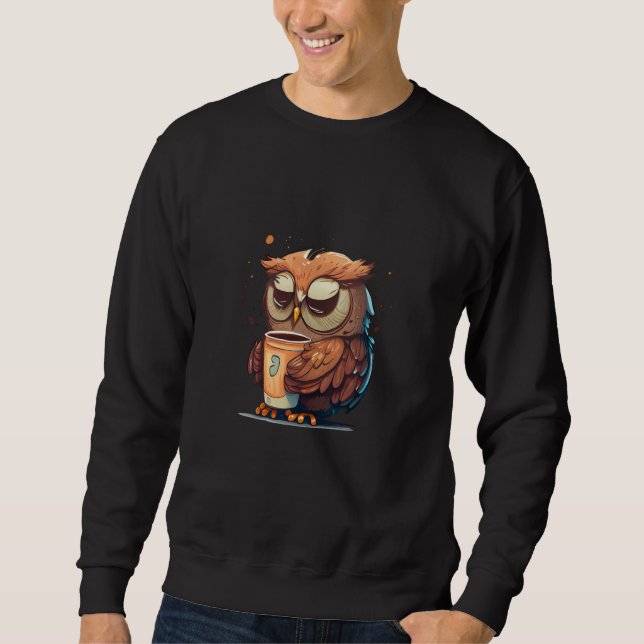 Moletom Cute Owl Coffee Bird Animal Sleepy Morning Owls  7 (Frente)