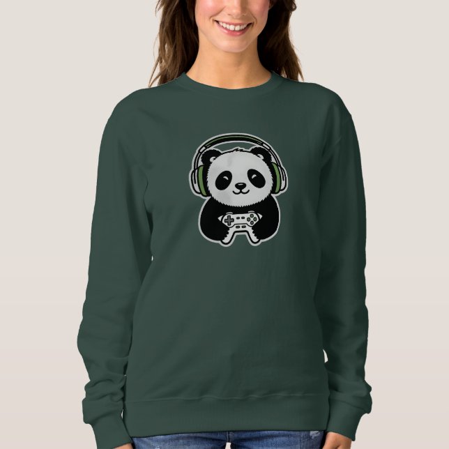 Moletom Cute Panda Gamer - Kawaii Gaming Panda with Headse (Frente)