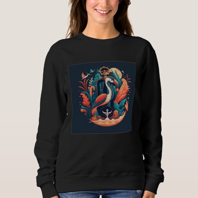 Moletom Cute Pelican Illustration Ocean Anchor Colorful Wo (Frente)