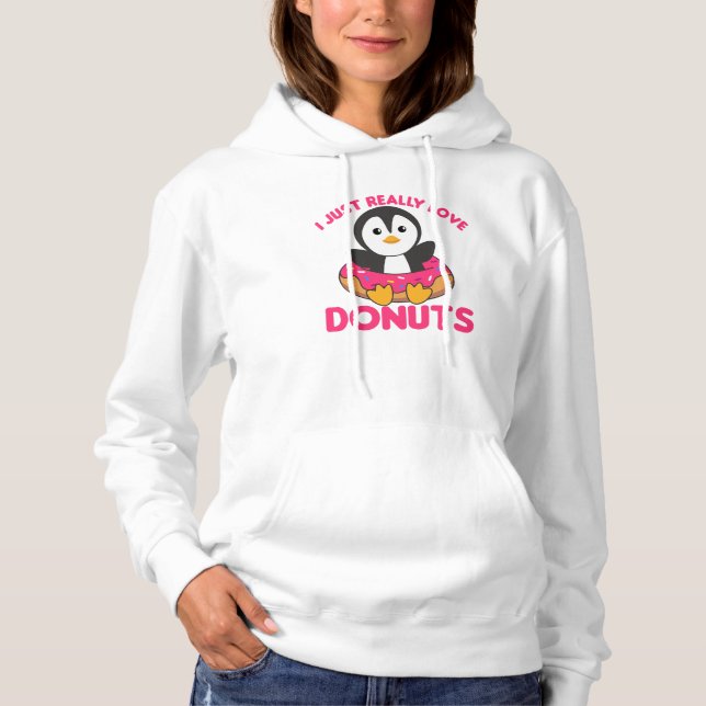 Moletom Cute Penguin Funny Animals In Donut Pink (Frente)