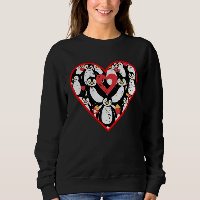 Moletom Cute Penguin Heart Love Animal  For Women Men (Frente)