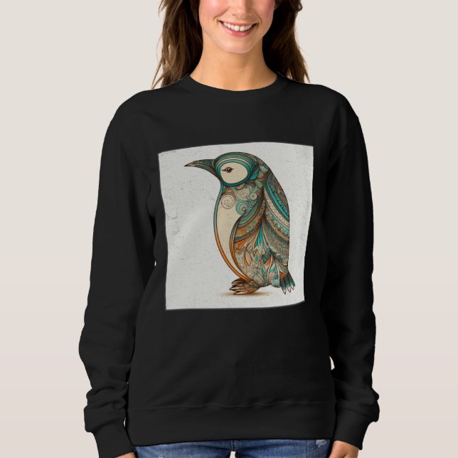 Moletom Cute Penguin Illustration Mandala Symbols Women Me (Frente)